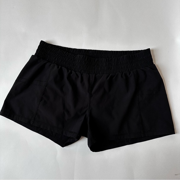 [SOLD] Black Low Waisted Nylon Athletic Track Shorts with Built-in Liner - Picture 9 of 9